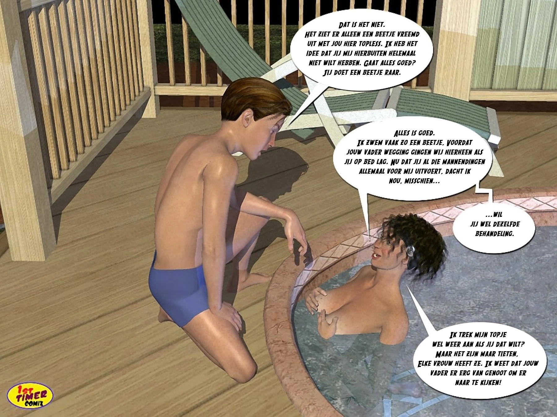 Teresa & Ben 01_At The Pool Side [NL] porn comic picture 2