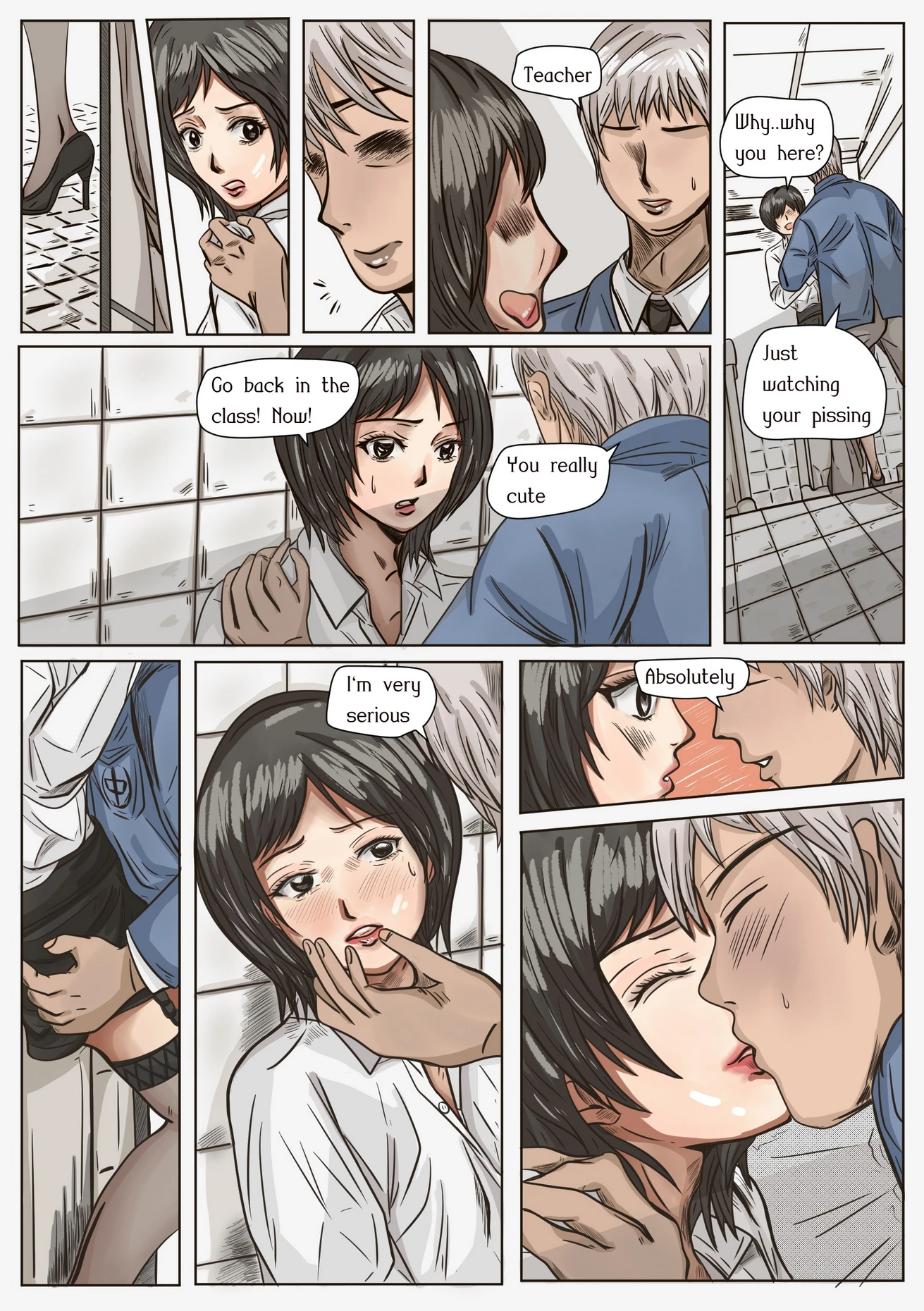 Trap teacher in toilet porn comic picture 3