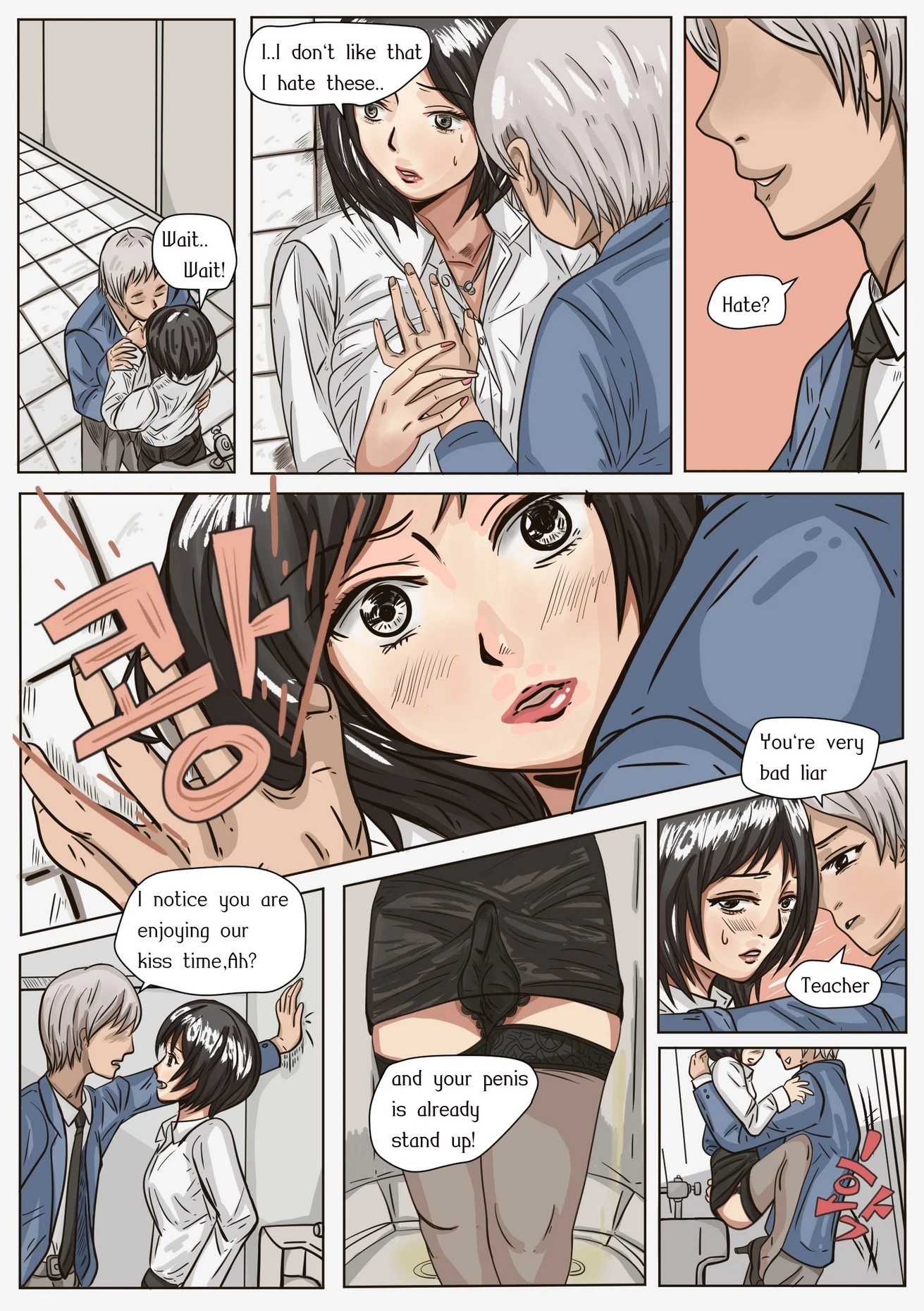 Trap teacher in toilet porn comic picture 5